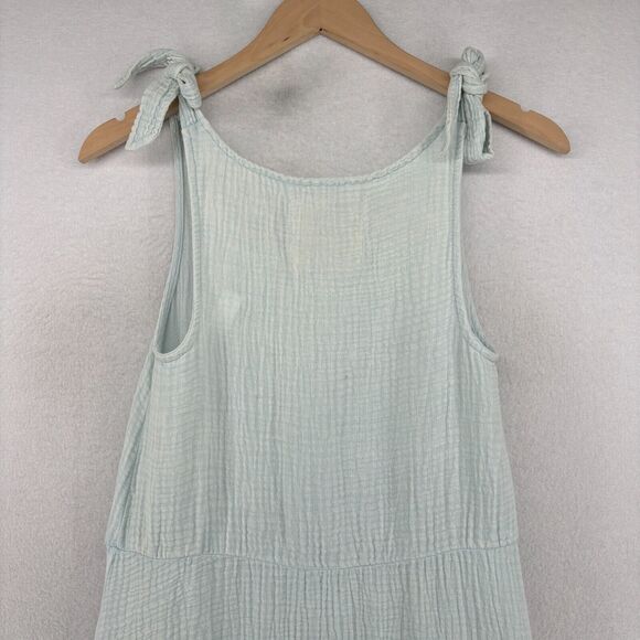 CUPIO Dress XS BLUSH Cotton Crinkled Gauze Tank Tiered Maxi Sleeveless Blue NEW - Picture 8 of 14